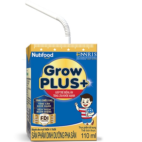 Sữa bột pha sẵn Nuti Grow Plus màu xanh hộp 110ml