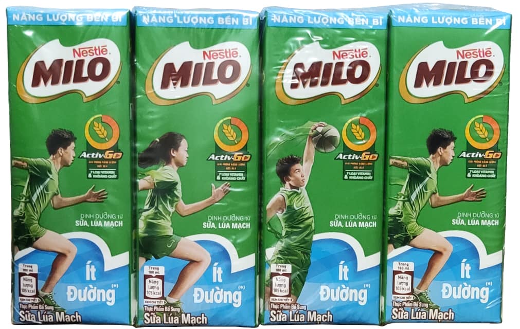 Thức uống lúa mạch Nestle Milo Ít Đường hộp 180ml