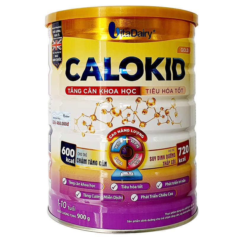 Sữa Calokid Gold lon 900g tăng cân khoa học, tiêu hóa tốt cho trẻ 1-10 tuổi