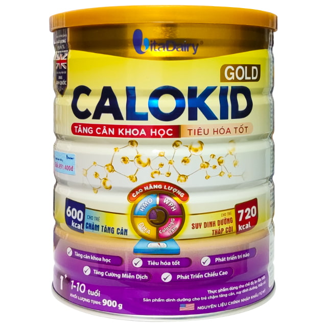 Sữa Calokid Gold lon 900g tăng cân khoa học, tiêu hóa tốt cho trẻ 1-10 tuổi