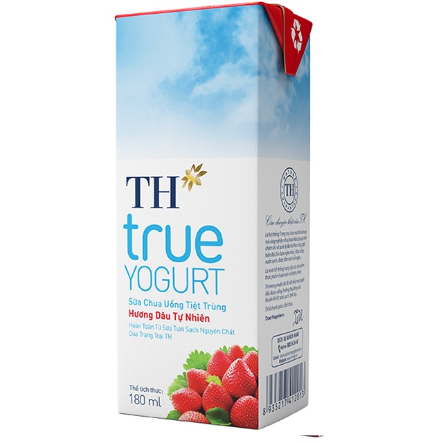 sữa chua uống TH True yogurt hương dâu tự nhiên hộp 180ml