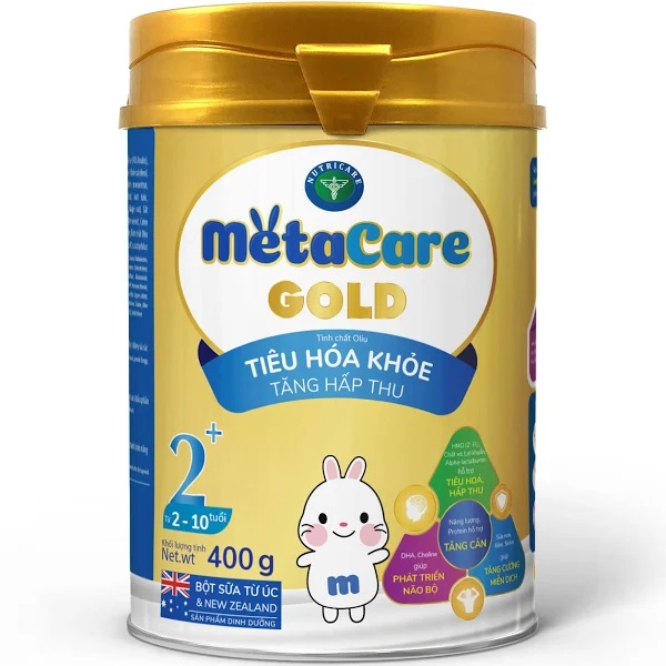 Sữa Metacare Gold 2+ cho trẻ từ 2 đến 10 tuổi lon 400g
