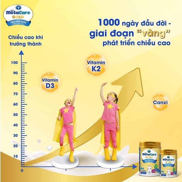 Sữa MetaCare Gold 2+ lon 900g cho trẻ 2-10 tuổi