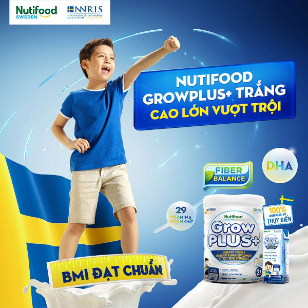 Sữa Nuti Grow Plus Trắng 180ml cho trẻ béo phì