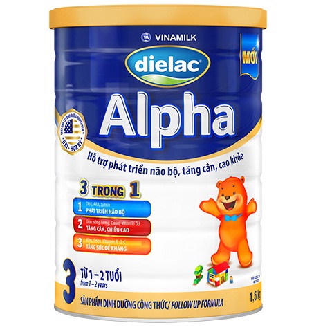 sữa Dielac alpha số 3 lon 1.5kg cho trẻ 1-2 tuổi
