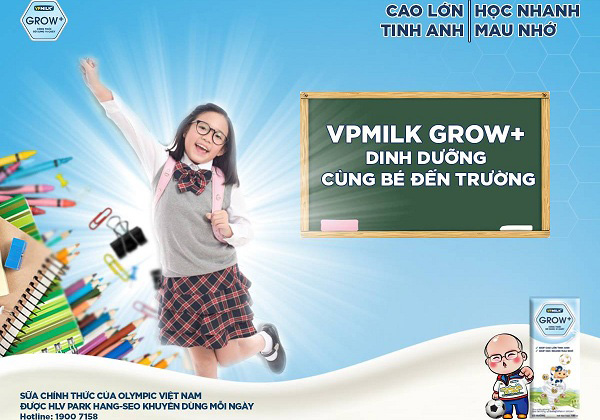 Sữa Dinh Dưỡng VPMilk Grow+ Vị Dâu, Hộp 110ml