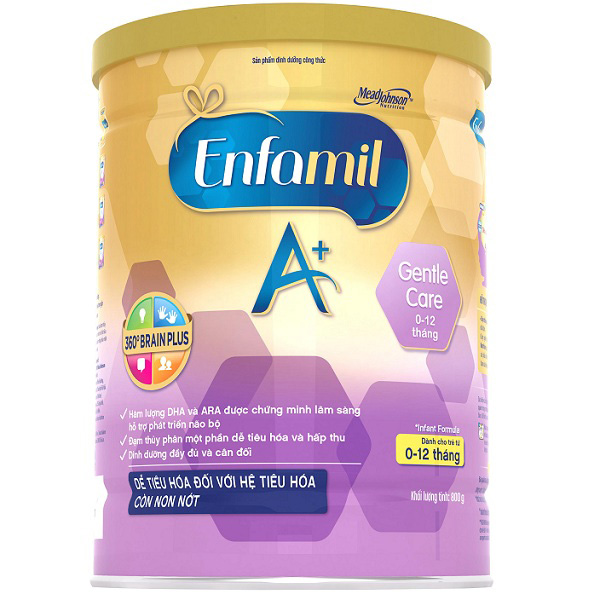 Sữa Enfamil A+ Gentle Care, 800g, 0-12 tháng tuổi