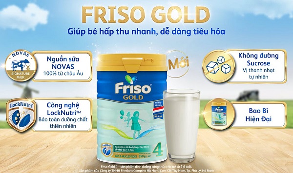 Sữa Friso Gold 4 lon 850g cho bé 2-6 tuổi
