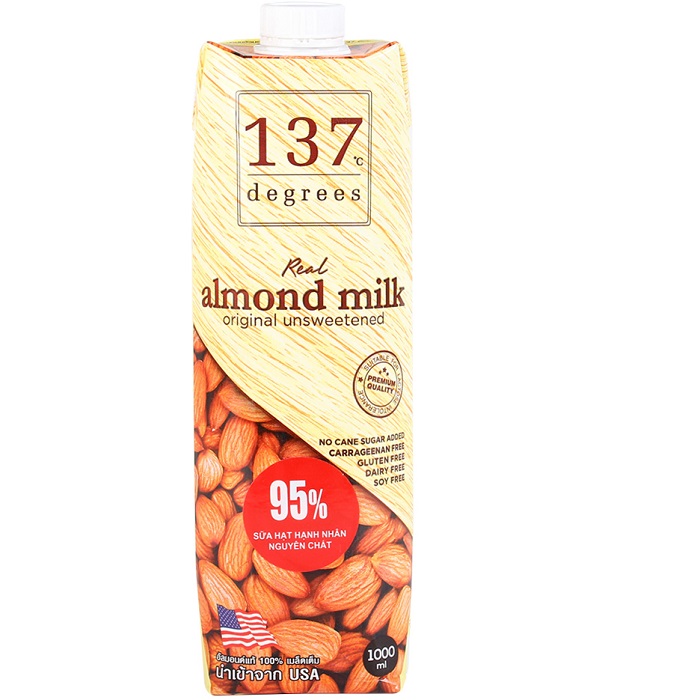 Sữa hạt Hạnh Nhân Không Đường 137 Degrees hộp 1 Lít