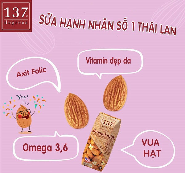Sữa hạt hạnh nhân không đường 137 Degrees hộp 180ml
