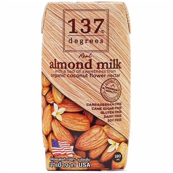 Sữa hạt hạnh nhân nguyên chất 137 Degrees hộp 180ml