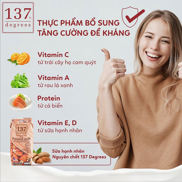 Sữa hạt hạnh nhân nguyên chất 137 Degrees hộp 180ml
