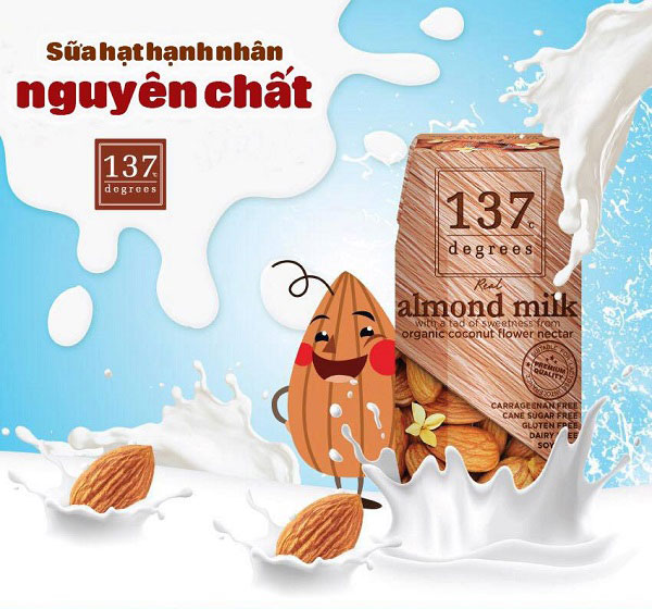 Sữa hạt hạnh nhân nguyên chất 137 Degrees hộp 180ml