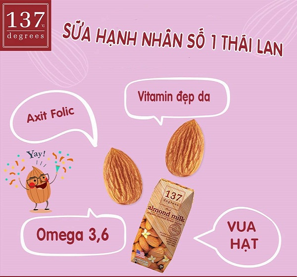 Sữa hạt hạnh nhân nguyên chất 137 Degrees hộp 180ml