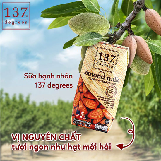 Sữa hạt hạnh nhân nguyên chất 137 Degrees hộp 180ml