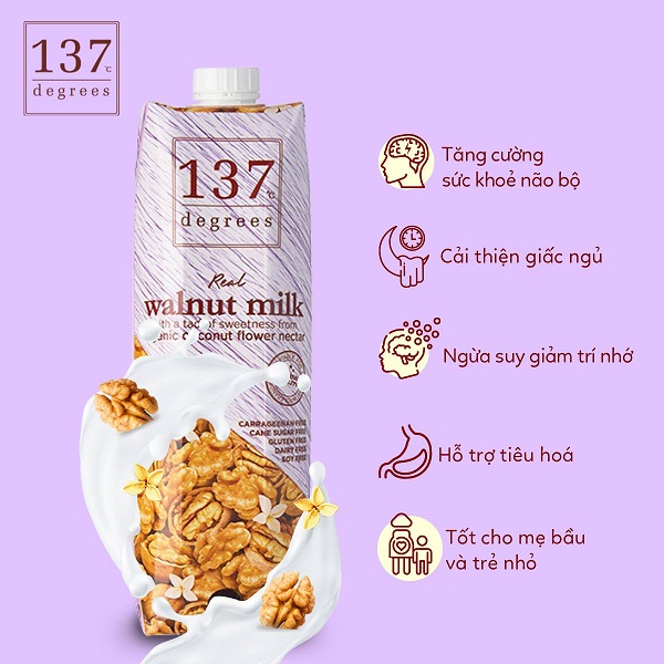 Sữa hạt Óc Chó Nguyên Chất 137 Degrees hộp 1 Lít