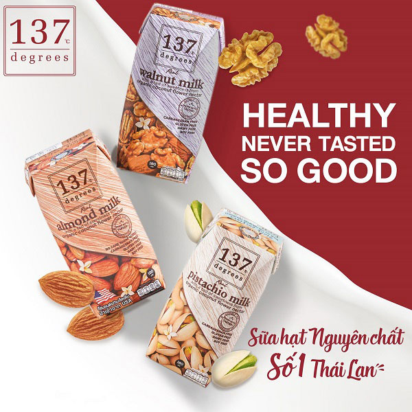 Sữa hạt óc chó nguyên chất 137 Degrees hộp 180ml