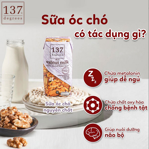 Sữa hạt óc chó nguyên chất 137 Degrees hộp 180ml