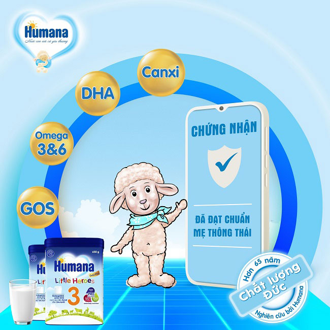 Sữa Humana Gold Plus số 2 hộp 800g cho trẻ  6-24 tháng tuổi