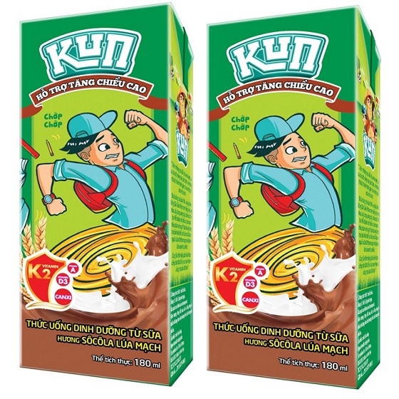 Sữa dinh dưỡng Kun hương socola lúa mạch hộp 180ml