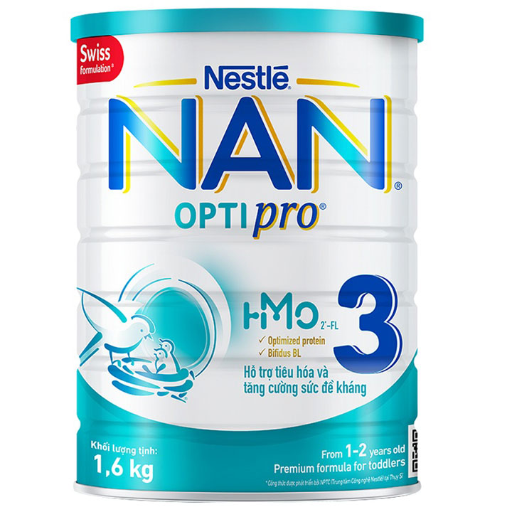 Sữa Nan Optipro 3 lon 1.6kg cho trẻ 1 đến 2 tuổi