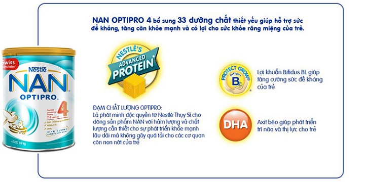 Sữa Nan Optipro số 4 lon 1.6kg cho trẻ 2 đến 6 tuổi