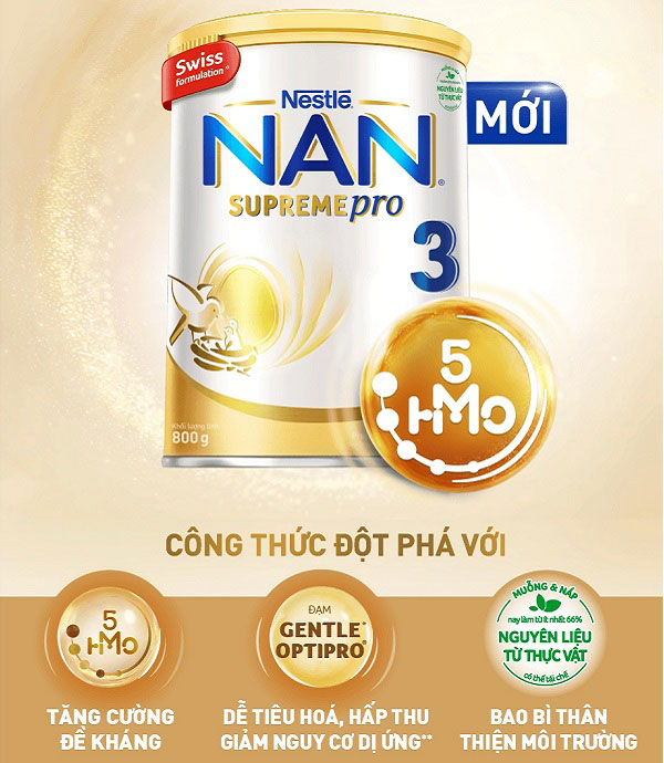  sữa Nan Supreme pro số 3 lon 800g cho trẻ 2-6 tuổi