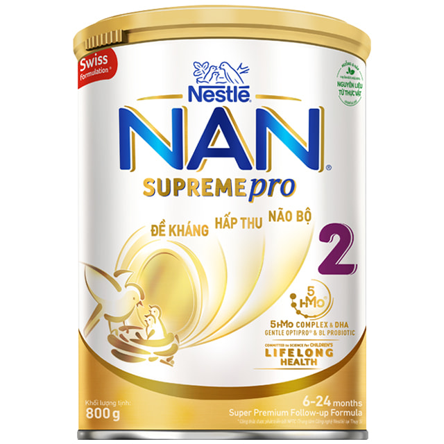 sữa Nan Supreme pro số 2 lon 800g cho trẻ di ứng đạm