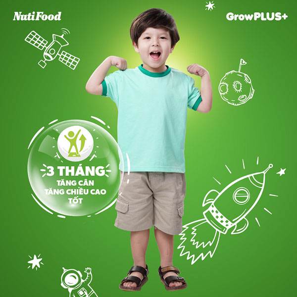 Sữa Nuti Grow Plus màu đỏ 900g cho trẻ chậm tăng cân