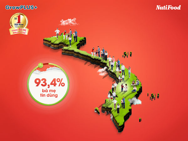 Sữa Nuti Grow Plus màu đỏ 900g cho trẻ chậm tăng cân