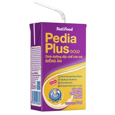 sữa bột pha sẵn nuti pedia plus gold màu tím hộp 110ml cho trẻ biếng ăn