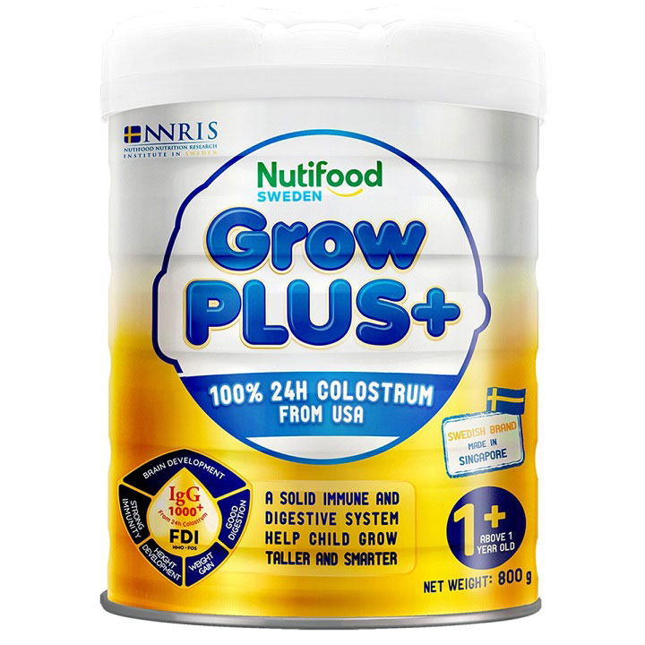 Sữa bột Nutifood Grow Plus + Vàng 1+ lon 800g cho trẻ trên 1 tuổi