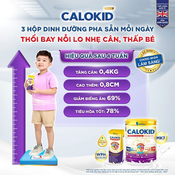 Sữa pha sẵn Calokid Gold hộp 180ml cho trẻ 1-10 tuổi
