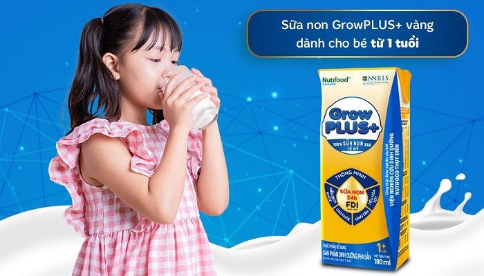 Sữa pha sẵn Nuti Grow Plus + Vàng hộp 180ml cho trẻ từ 1 tuổi
