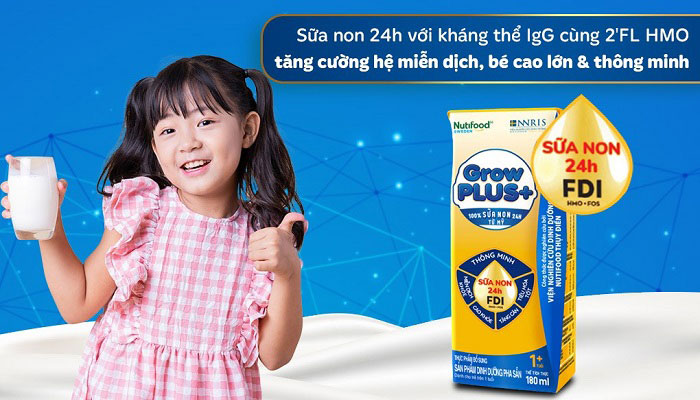 Sữa pha sẵn Nuti Grow Plus + Vàng hộp 180ml cho trẻ từ 1 tuổi