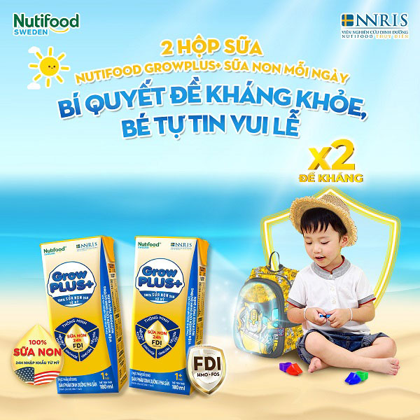 Sữa pha sẵn Nuti Grow Plus + Vàng hộp 180ml cho trẻ từ 1 tuổi