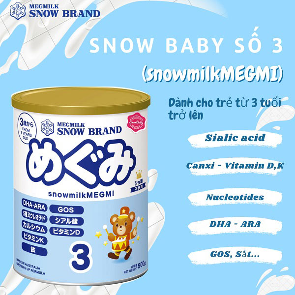 Sữa Snow Baby số 3 nội địa Nhật lon 900g cho trẻ từ 3 tuổi