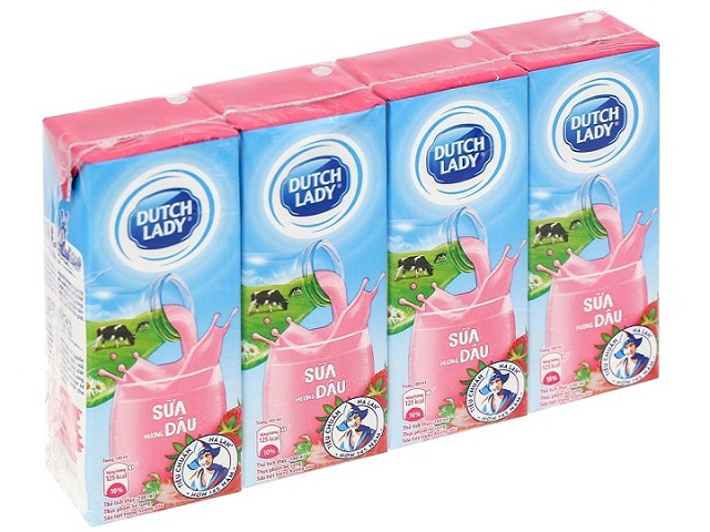 Sữa tươi Cô Gái Hà Lan hương Dâu hộp 180ml