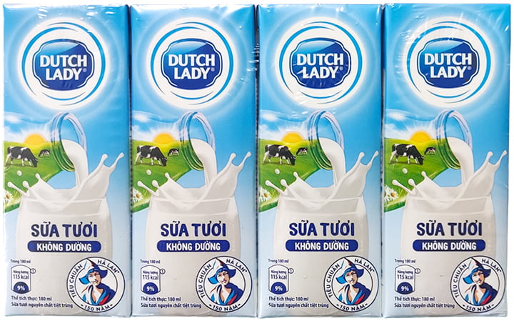 Sữa tươi không đường Cô Gái Hà Lan, hộp 180ml