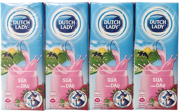 Sữa tươi Cô Gái Hà Lan hương Dâu hộp 180ml