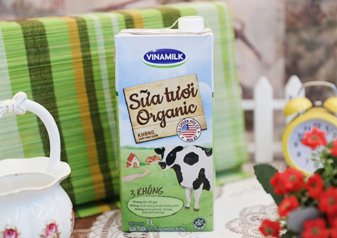 Sữa tươi Vinamilk Organic không đường, hộp 1 Lít 