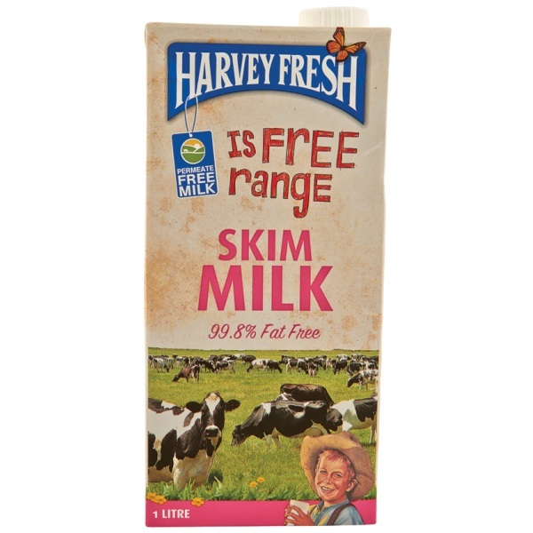 Sữa tươi không béo Harvey fresh skim milk Úc hộp 1 lít