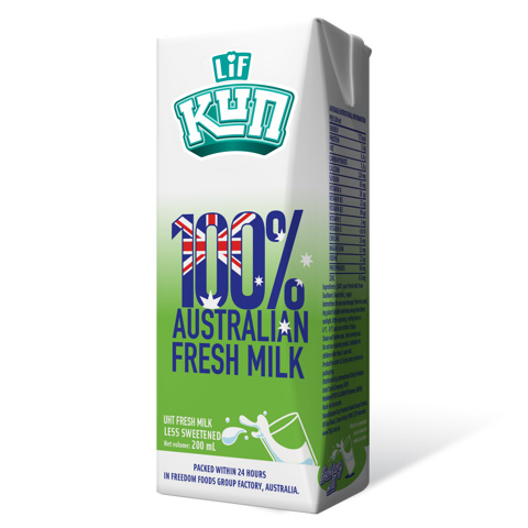 sữa tươi tiệt trùng 100% Lif Úc ít đường hộp 200ml