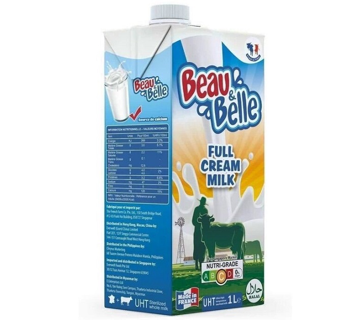 Sữa tươi nguyên kem Beau & Belle nhập khẩu Pháp hộp 1 lít