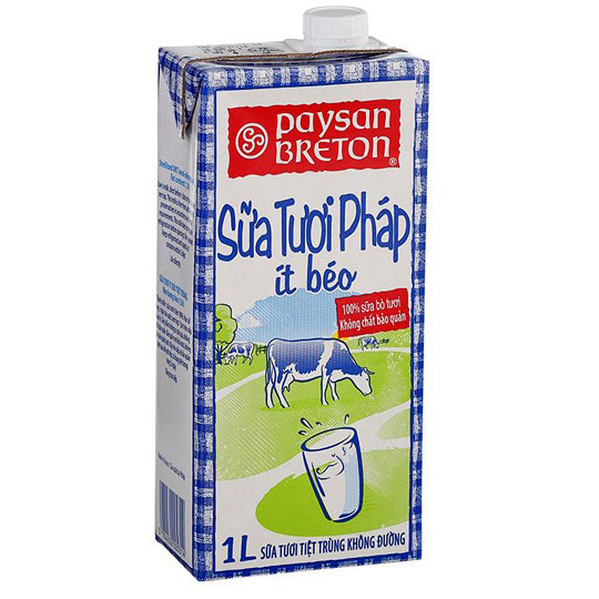 thùng sữa tươi Pháp Paysan Breton ít béo hộp 1 lit