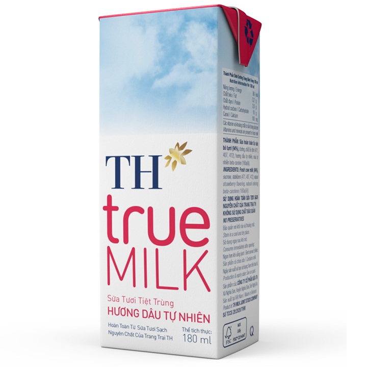 sữa tươi TH true milk hương dâu hộp 180ml