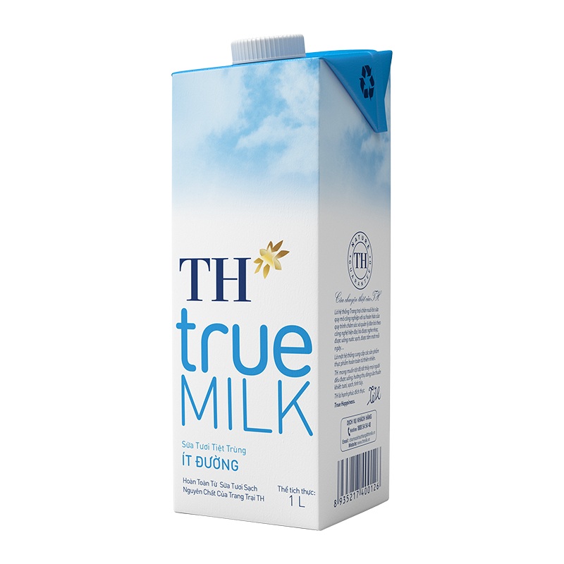 Sữa tươi TH True milk ít đường hộp 1L