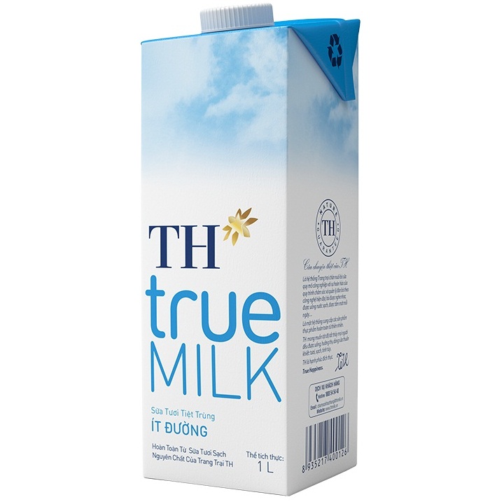 sữa tươi th true milk ít đường hộp 1 lít