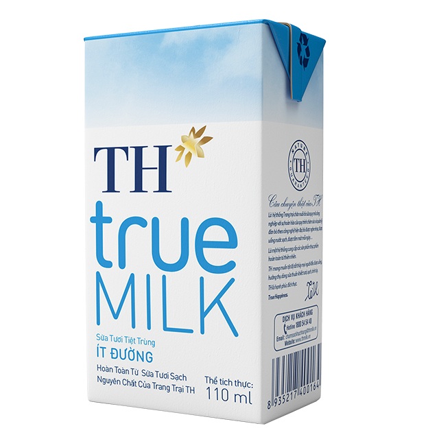 sữa tươi tiệt trùng th true milk ít đường hộp 110ml
