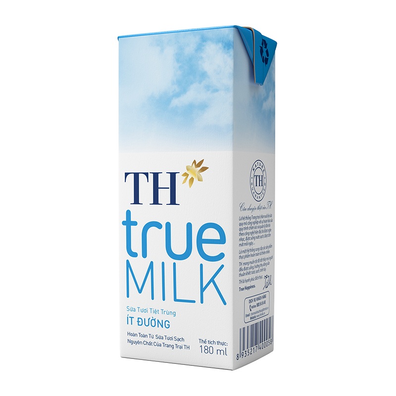 Sữa tươi TH True Milk Ít Đường hộp 180ml